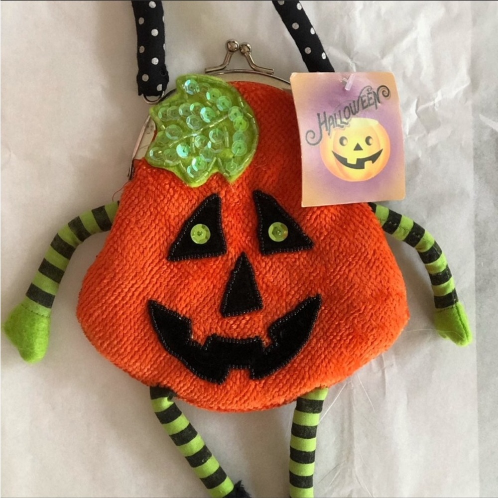 Girls Halloween Sequin Pumpkin Small Purse NWT